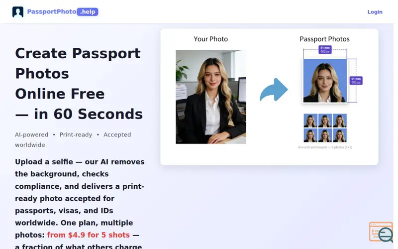 Screenshot of PassportPhoto.help