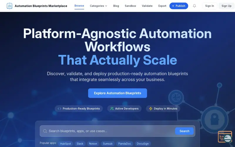 Screenshot of ABM (Automation Blueprints Marketplace)