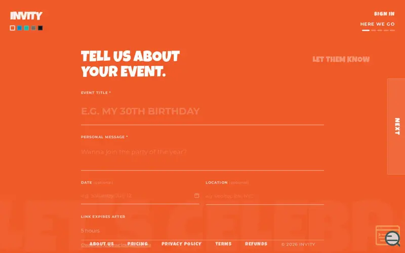 Screenshot of Invity