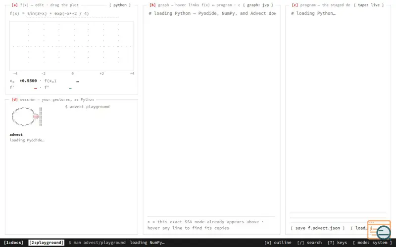 Screenshot of Advect
