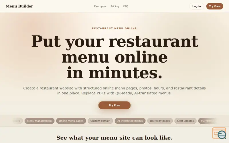 Screenshot of Menu Builder