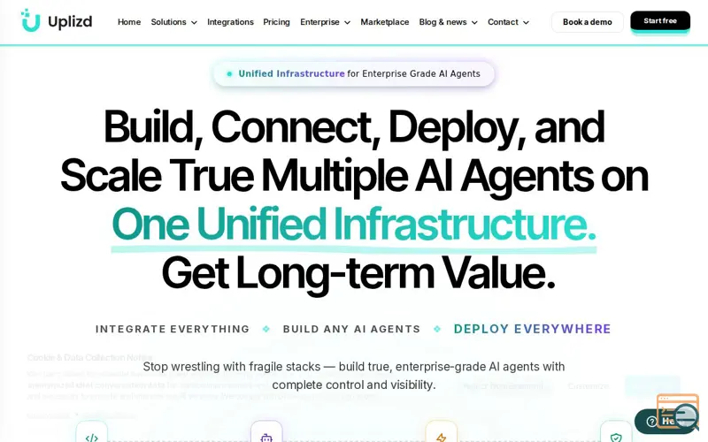 Screenshot of Uplizd | Visual AI Agent Builderatio