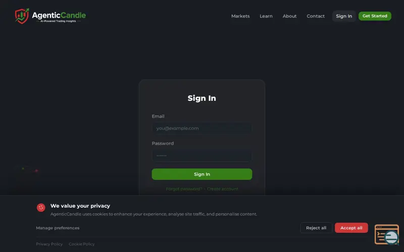 Screenshot of Agentic Candle