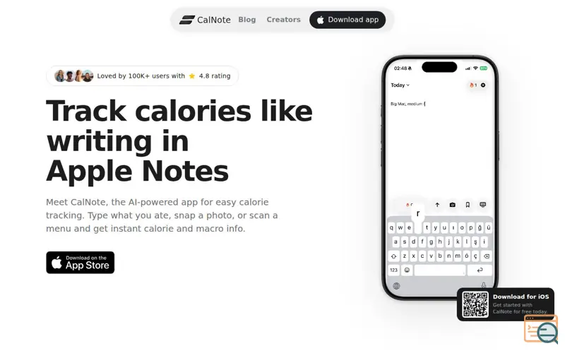 Screenshot of CalNote