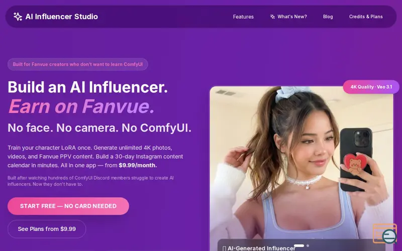 Screenshot of AI Influencer Studio