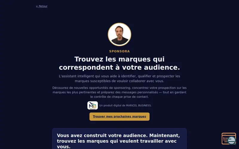 Screenshot of SPONSORA