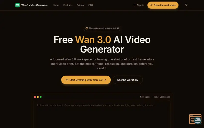 Screenshot of Wan 3.0 AI Video Generator