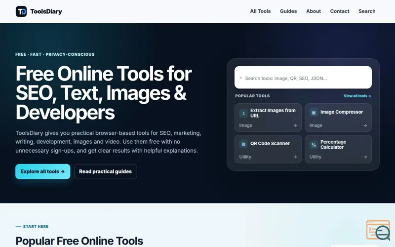 Screenshot of ToolsDiary