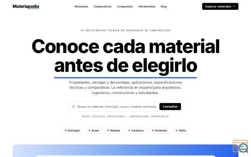 Screenshot of Materiapedia