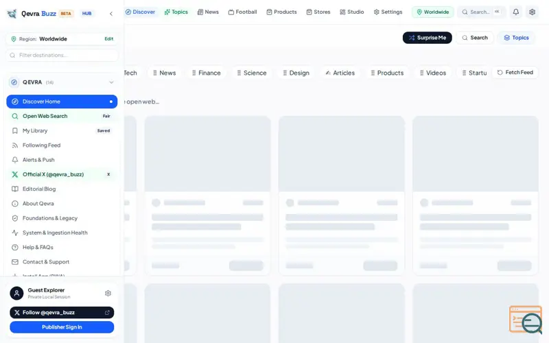 Screenshot of Qevra Buzz, a launch using My Control Panel
