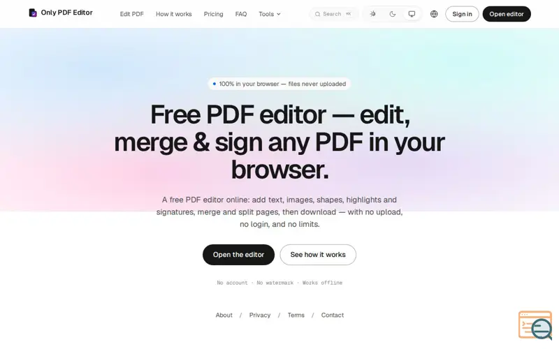 Screenshot of Only PDF Editor