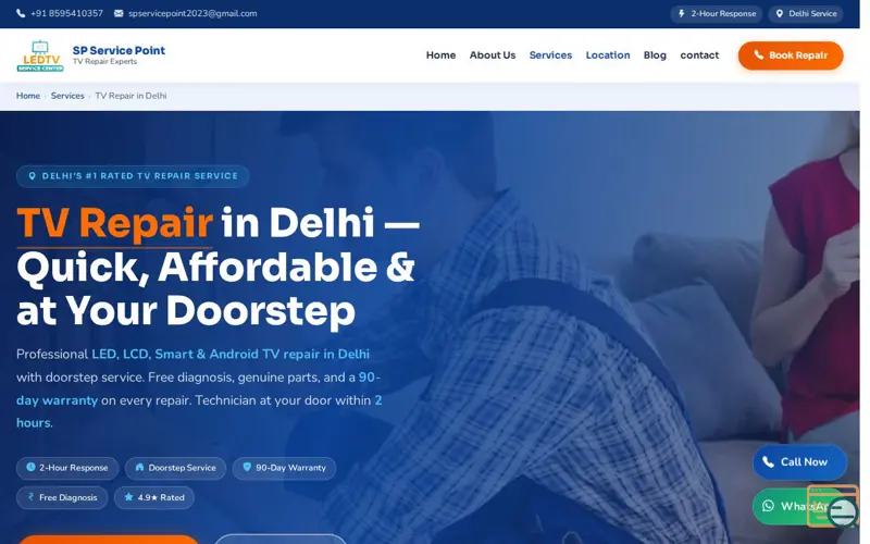 Screenshot of LED TV Repair Service in Delhi