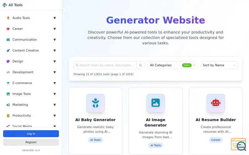 Screenshot of Generator Website