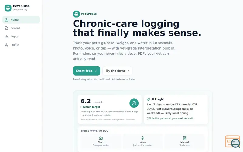 Screenshot of Petspulse