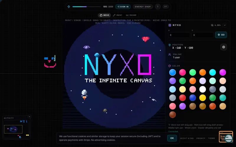 Screenshot of NYXO