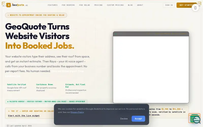 Screenshot of GeoQuote.ai