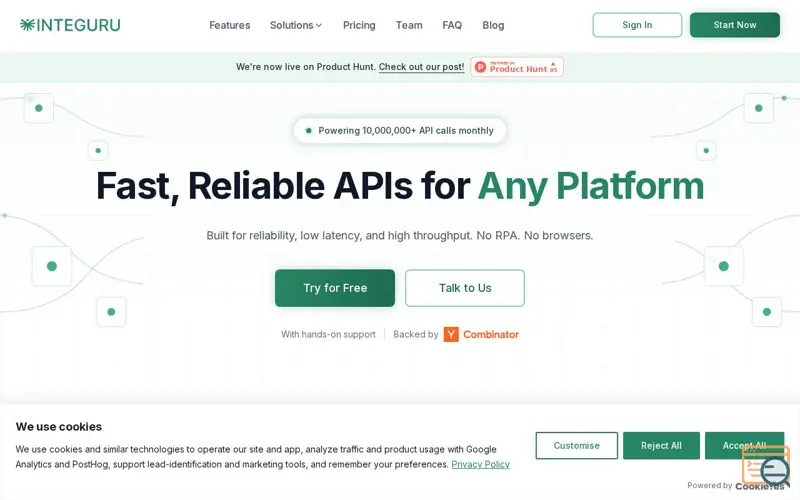 Screenshot of Integuru, a launch using Share DNS
