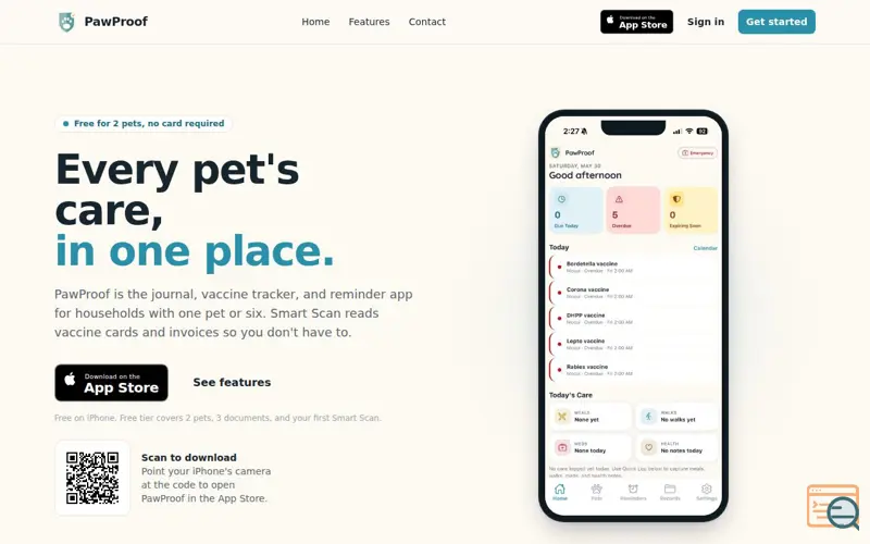 Screenshot of PawProof