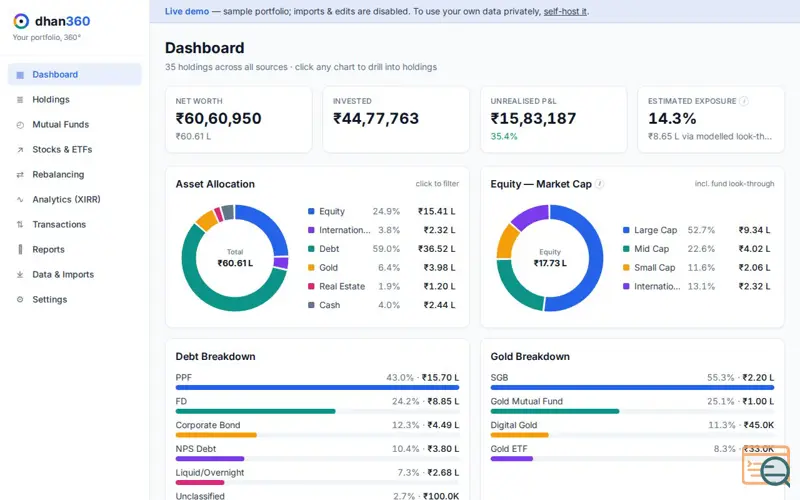 Screenshot of Dhan360