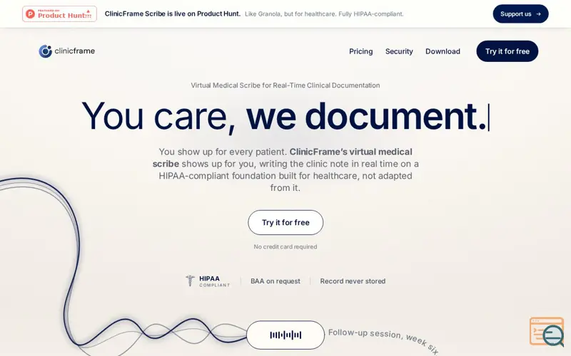 Screenshot of ClinicFrame 