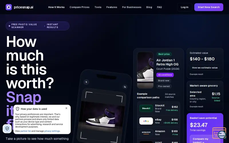 Screenshot of PriceSnap