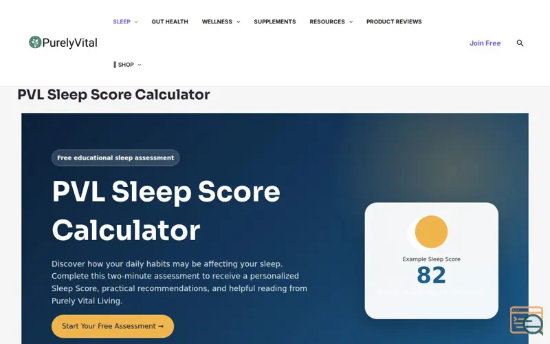 Screenshot of PVL Sleep Score Calculator