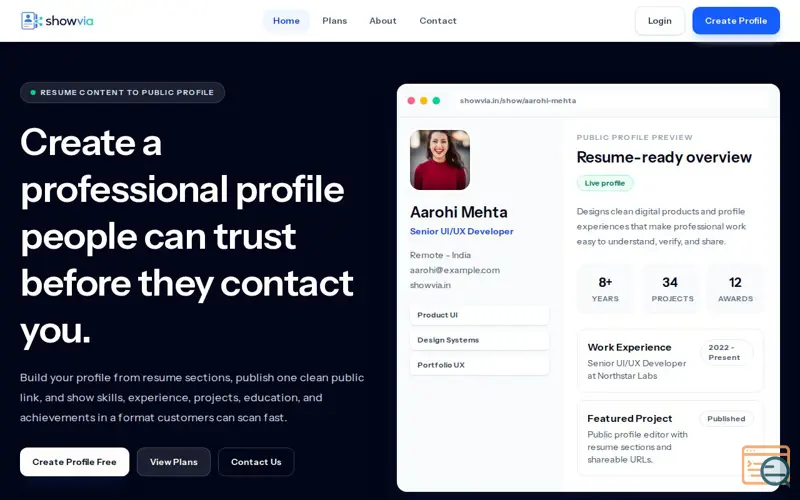 Screenshot of Showvia