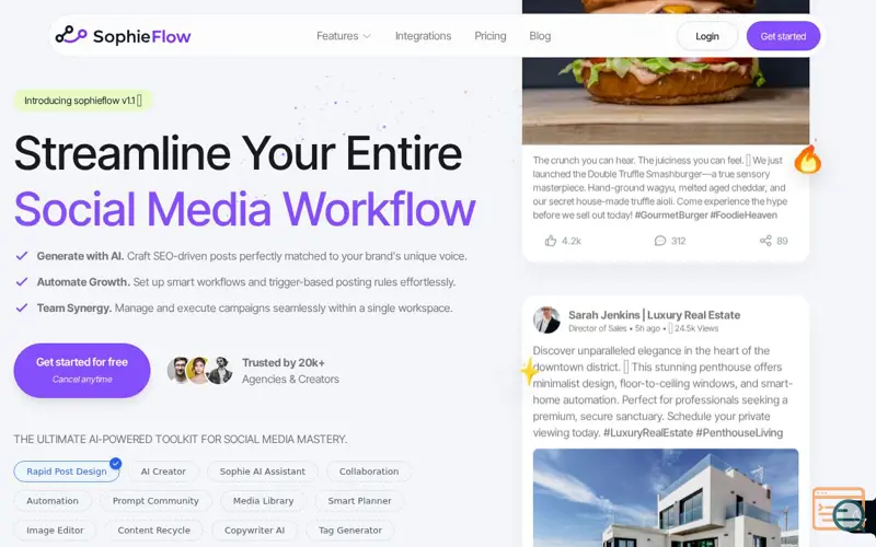 Screenshot of SophieFlow
