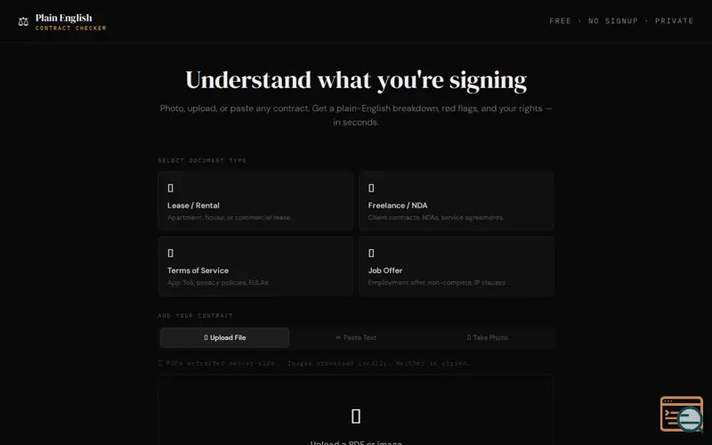Screenshot of What's In My Contract?