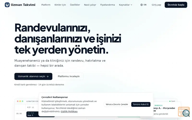 Screenshot of Uzman Takvimi