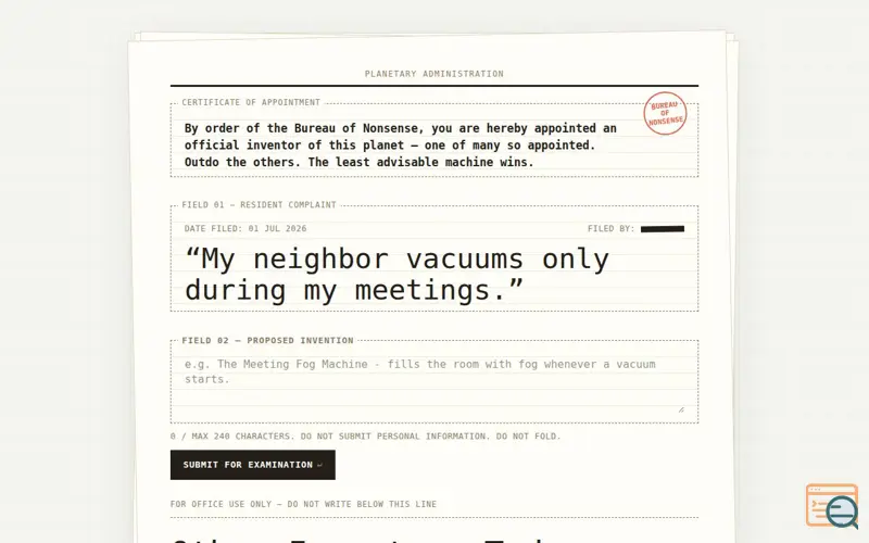 Screenshot of Bureau of Nonsense