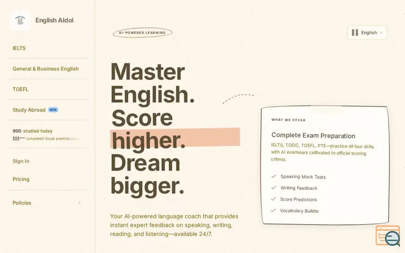 Screenshot of English AIdol