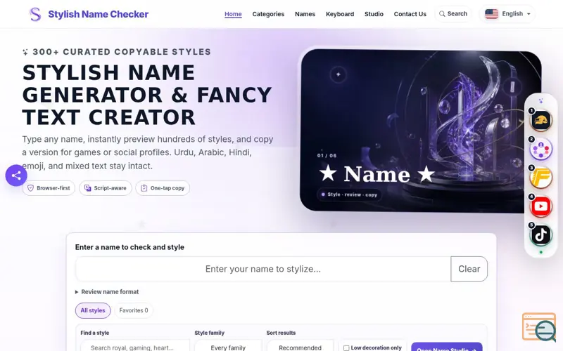 Screenshot of Stylish Name Checker