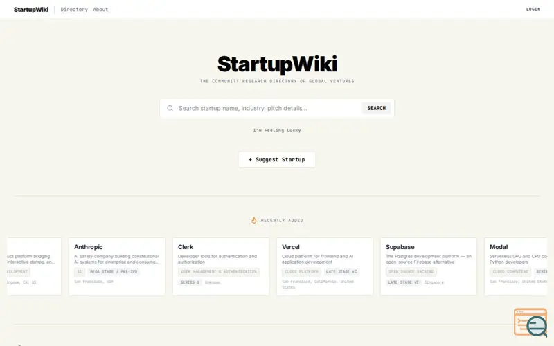 Screenshot of Startupswiki