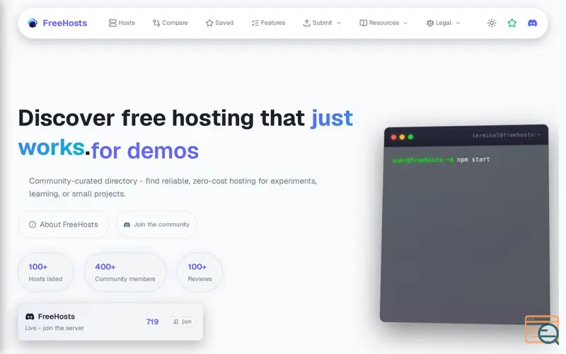 Screenshot of FreeHosts
