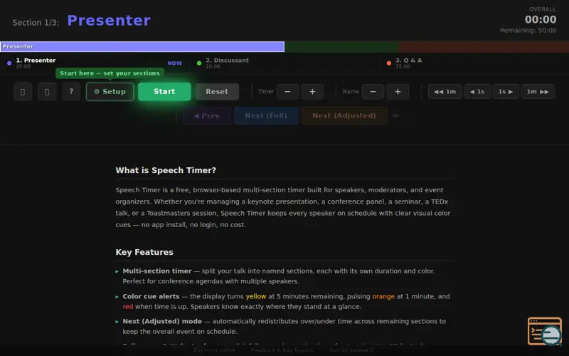 Screenshot of Speech Timer