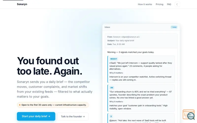 Screenshot of Sonaryn