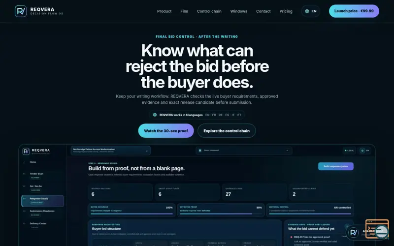 Screenshot of REQVERA