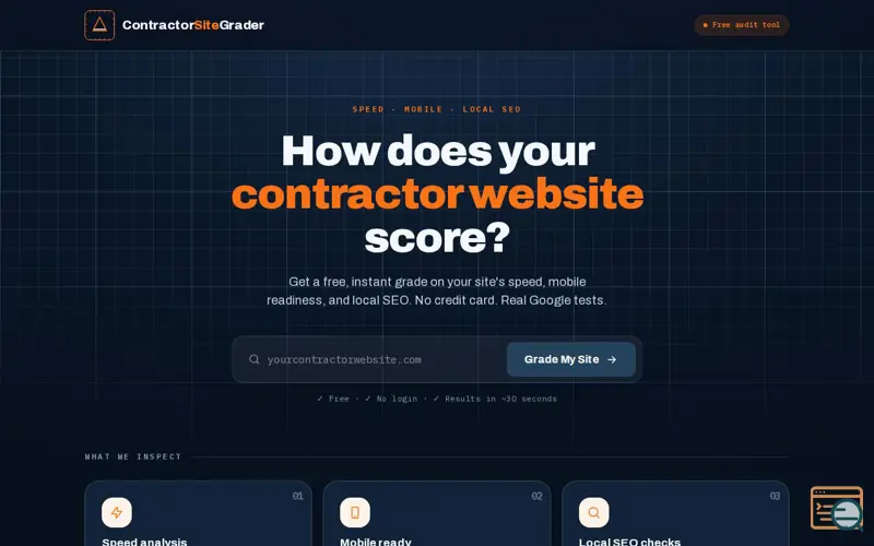 Screenshot of Contractor Site Grader