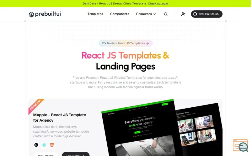 Screenshot of PrebuiltUI