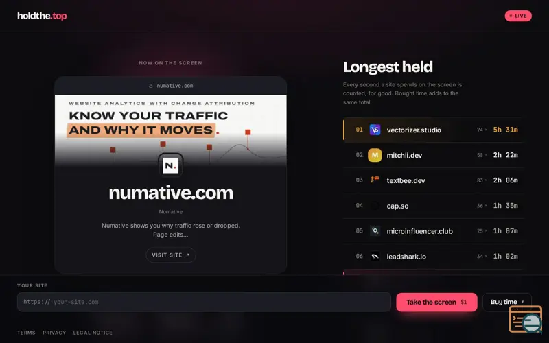 Screenshot of holdthe.top