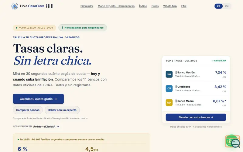 Screenshot of Hola CasaClara