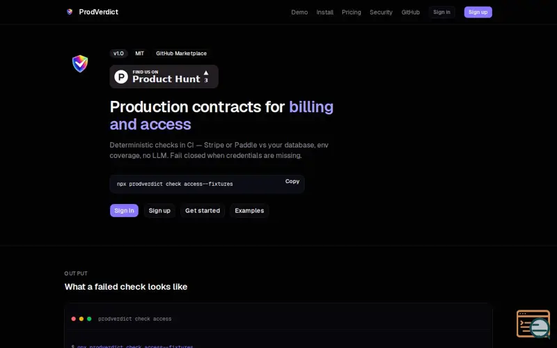Screenshot of ProdVerdict
