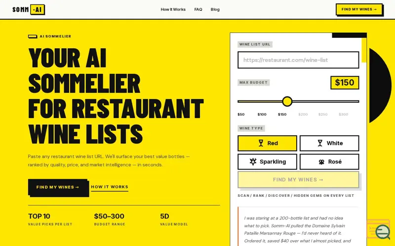Screenshot of Somm AI