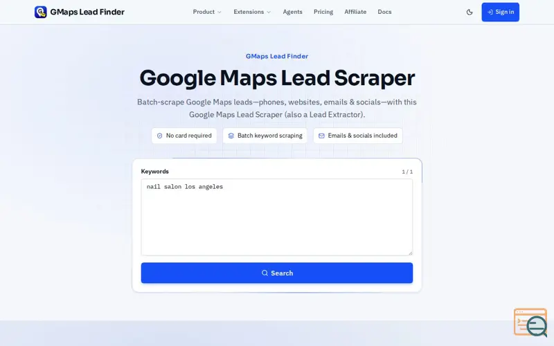 Screenshot of Google Maps Lead Scraper — Extract Business Leads from Google Maps, a launch using StartupBase