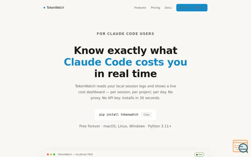 Screenshot of TokenWatch