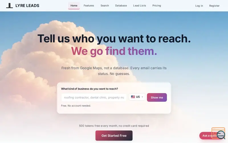 Screenshot of Lyre Leads, a launch using Trustpilot