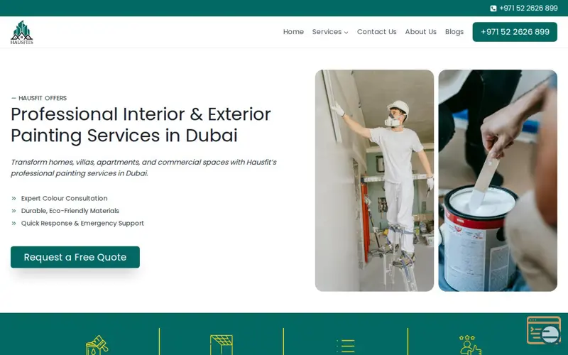 Screenshot of Hausfits Painting Services Dubai