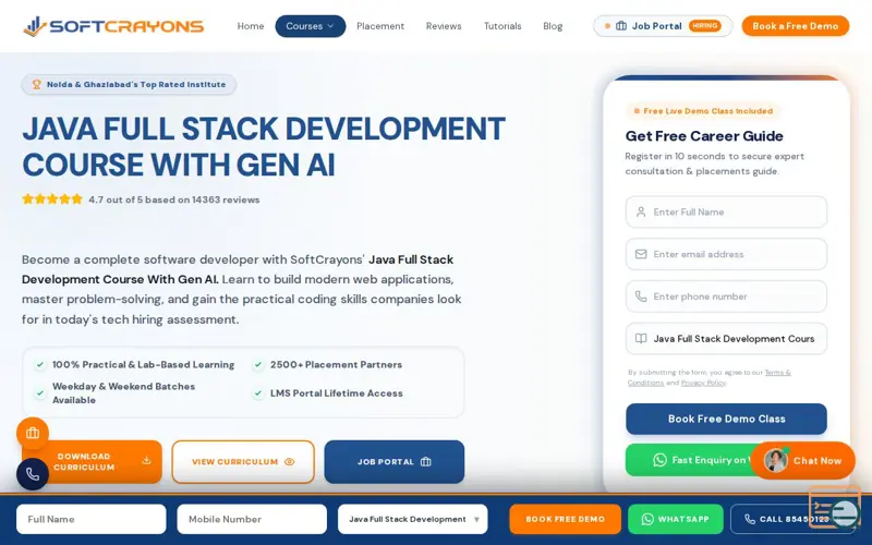 Screenshot of SoftCrayons Java Full Stack with Gen AI, a launch using Amazon