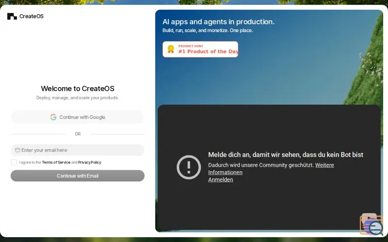 Screenshot of CreateOS Sandbox, a launch using Marked